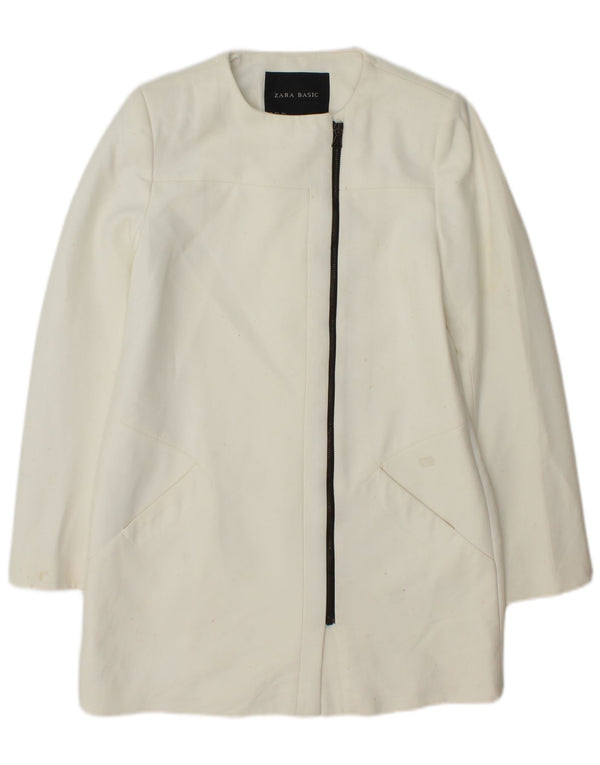 Giacca blazer lunga da donna Zara UK 14 poliestere bianco medio