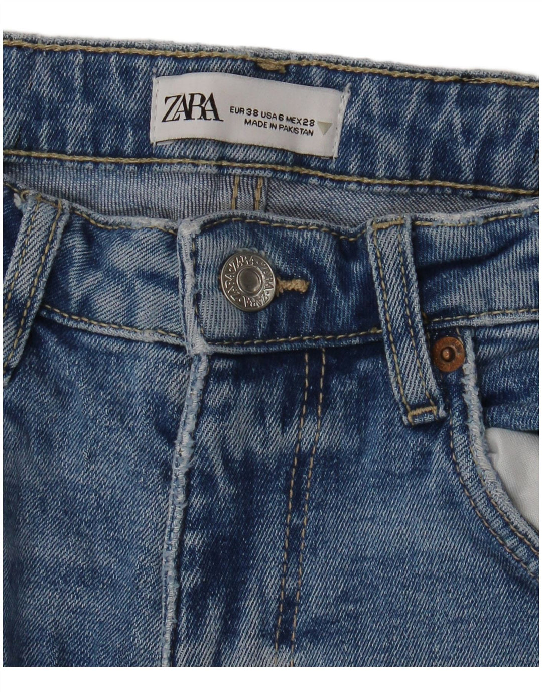 Jeans corti da donna Zara EU 38 piccoli W28 L25 blu