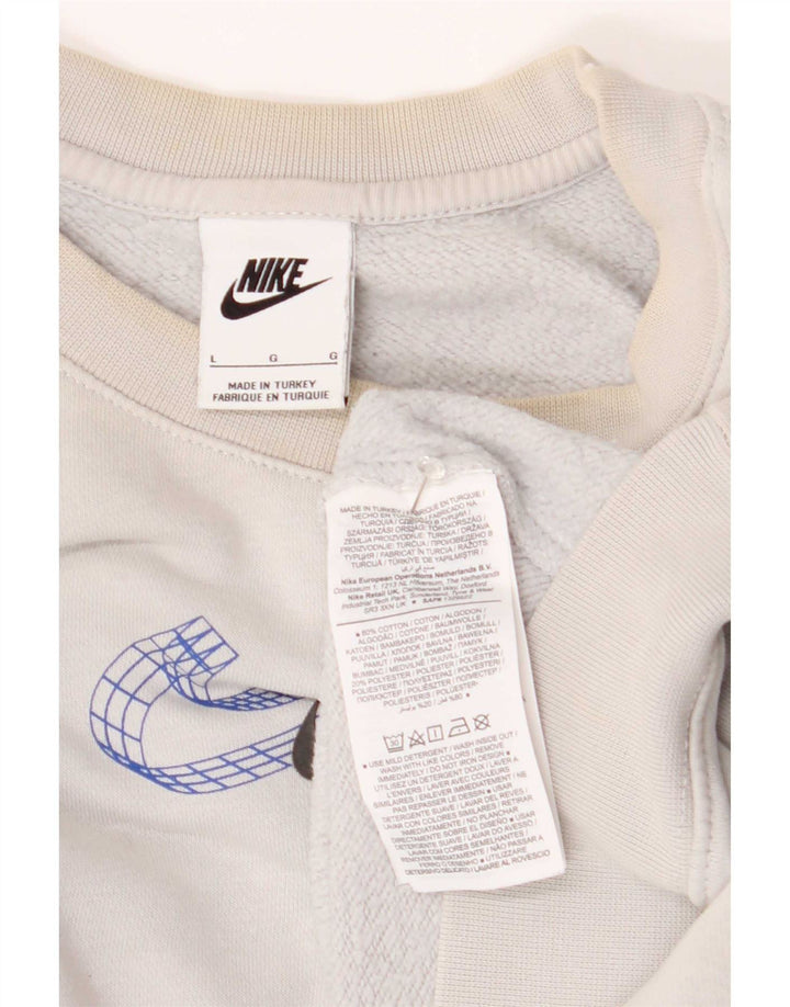 Felpa grafica Nike da uomo, maglione grande, cotone bianco