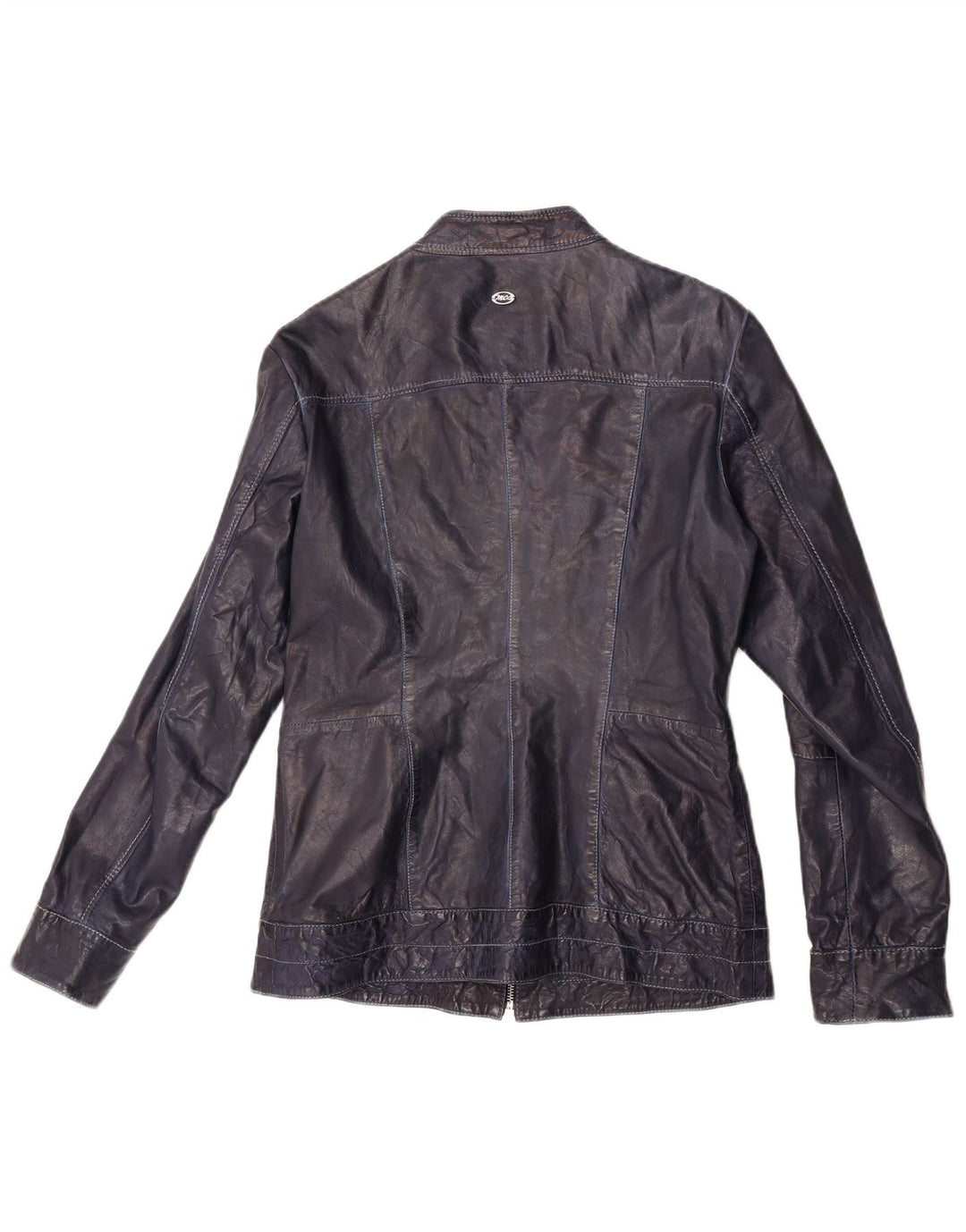Giacca in pelle da donna Marlboro Classics IT 44 Pelle di agnello blu medio