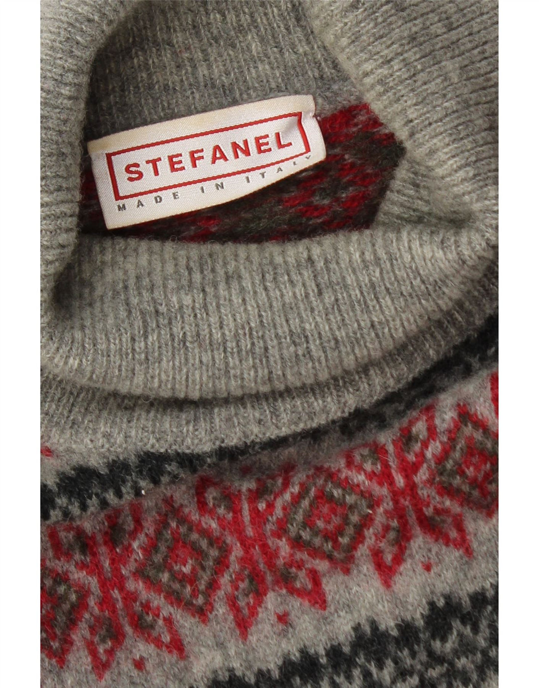 Maglione maglione da uomo a collo alto Stefanel XL grigio Fair Isle