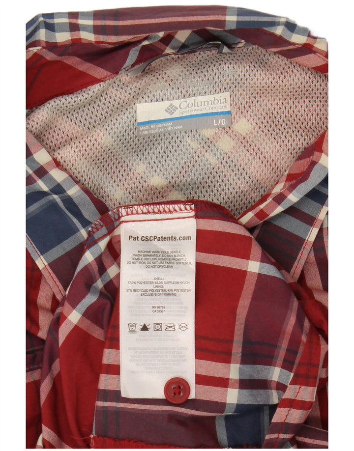 Camicia da uomo Columbia in poliestere a quadri rossi grandi