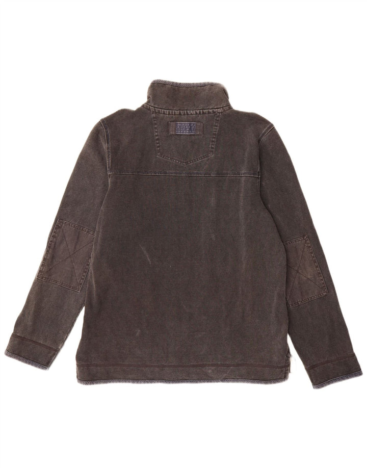 Felpa da uomo con collo con zip Fat Face, maglione grande, cotone grigio