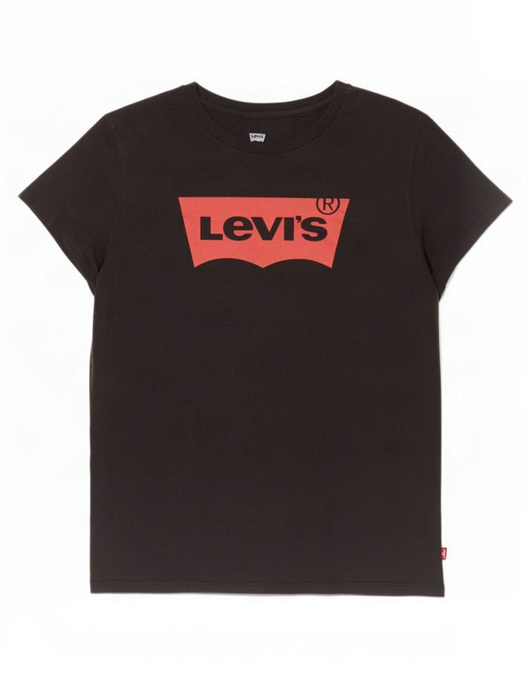 T-shirt grafica da donna Levi's Top UK 16 grande cotone nero