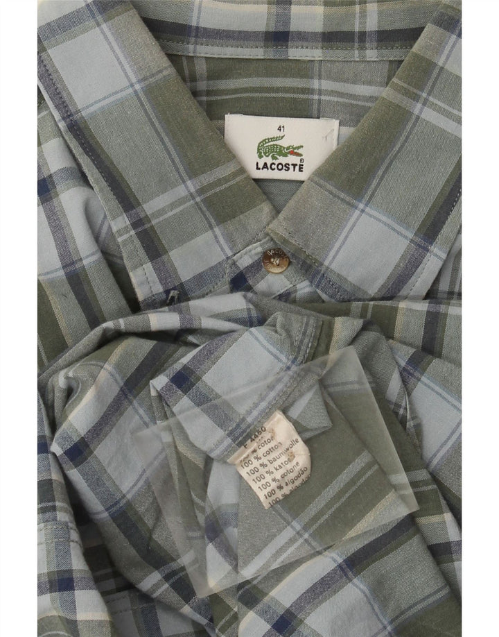 Camicia a quadri da uomo Lacoste taglia 41 grande cotone a quadri kaki