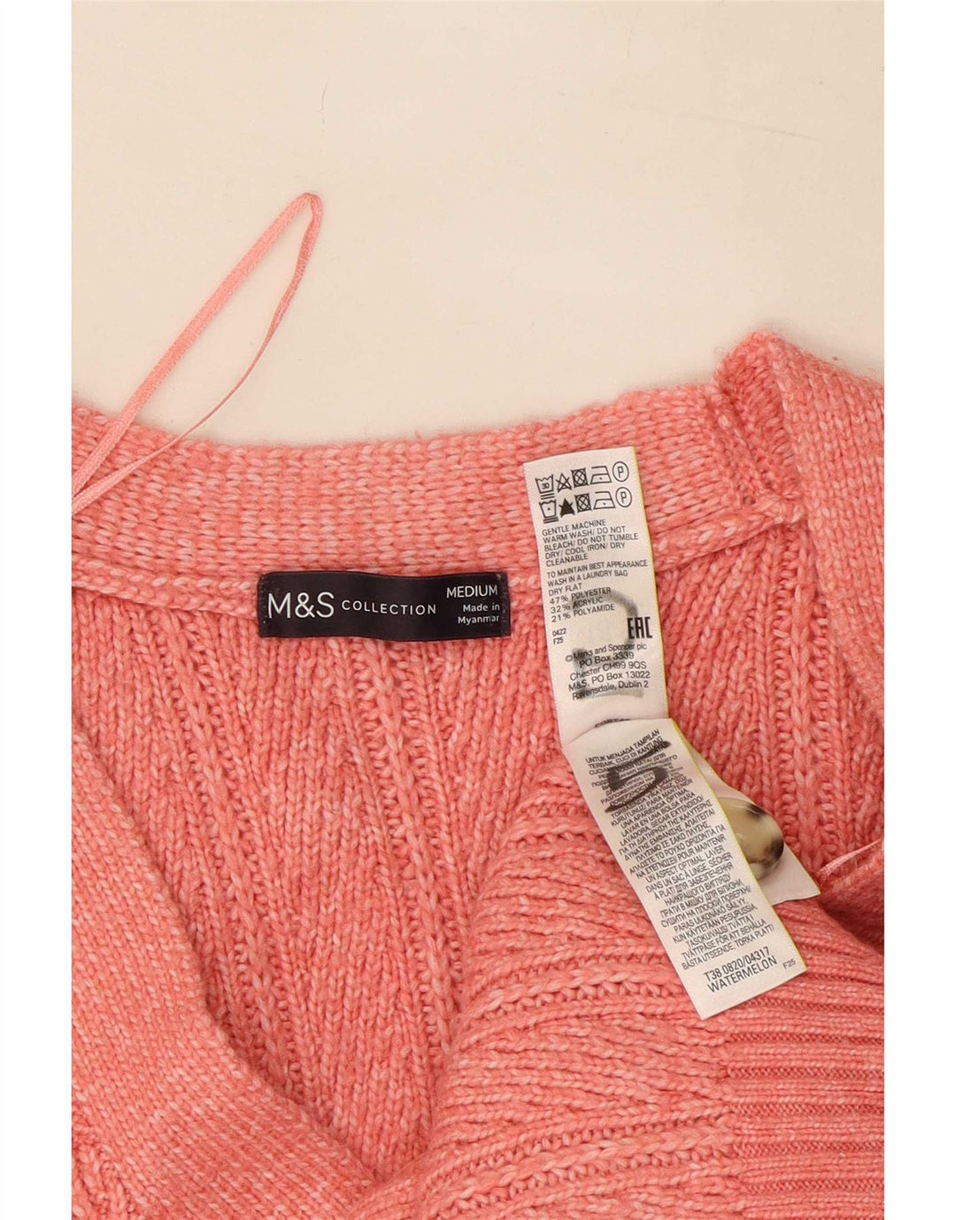 Maglione cardigan da donna Marks & Spencer UK 14 Poliestere rosa medio
