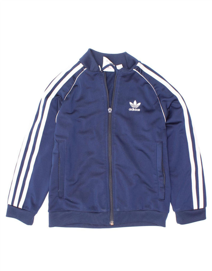 Giacca da tuta da ragazzo Adidas 6-7 anni in poliestere blu navy