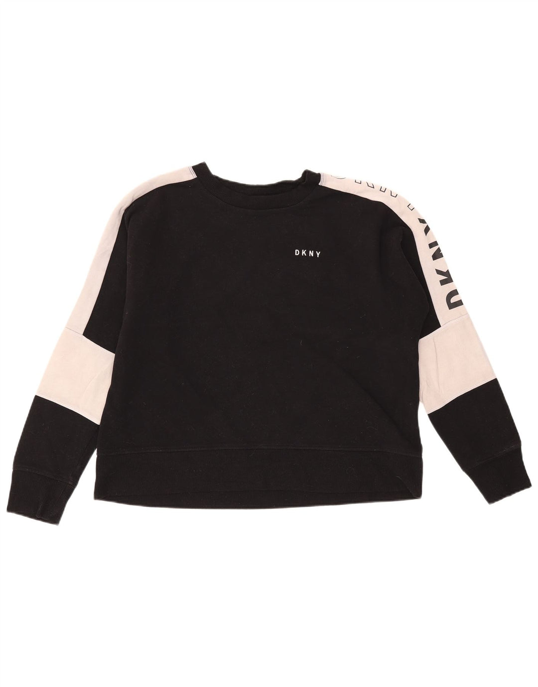 Felpa grafica da donna Dkny Jumper UK 14 Medium Black Colourblock