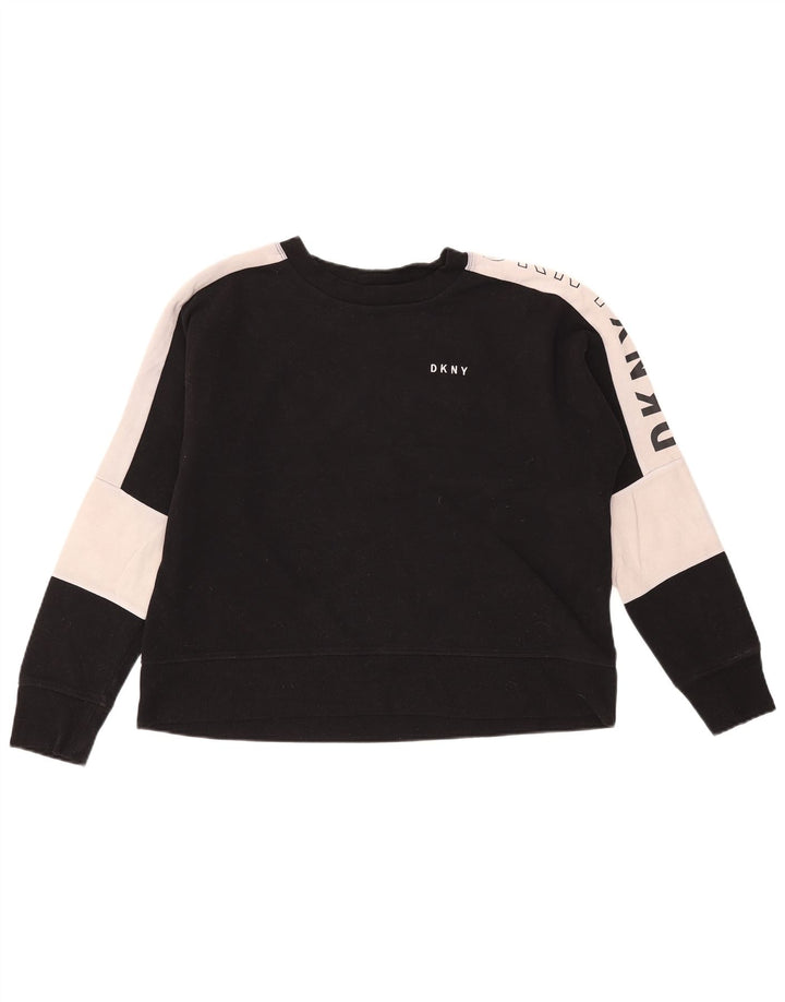 Felpa grafica da donna Dkny Jumper UK 14 Medium Black Colourblock