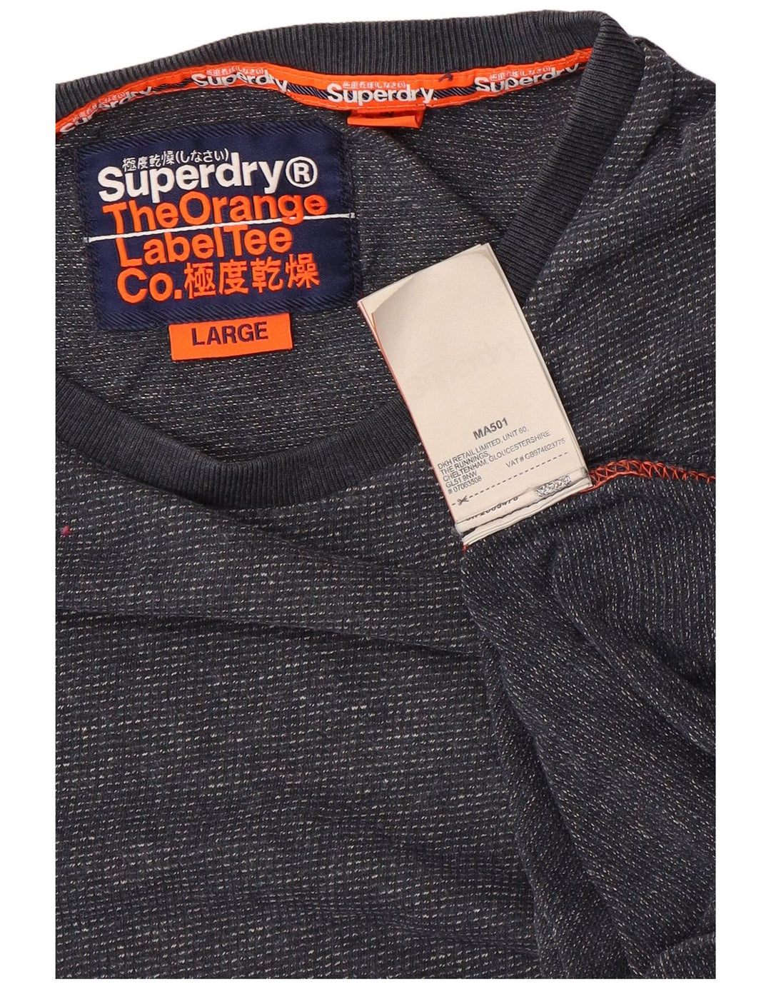 T-shirt da uomo Superdry Top Large in cotone blu navy
