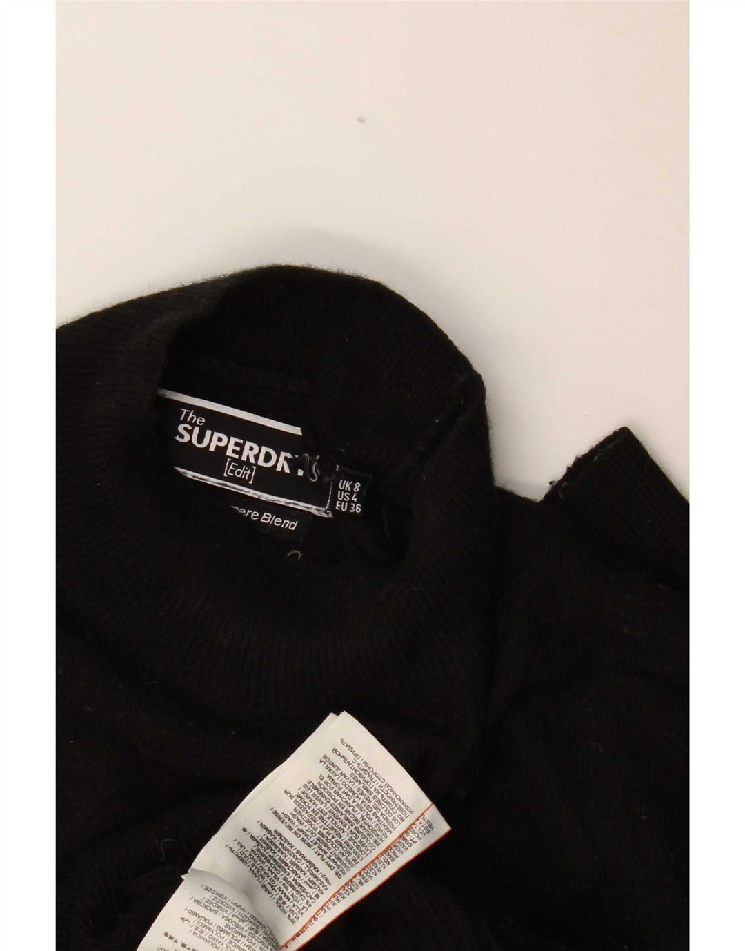 Maglione maglione oversize da donna con collo dolcevita Superdry UK 8 piccolo in lana nera