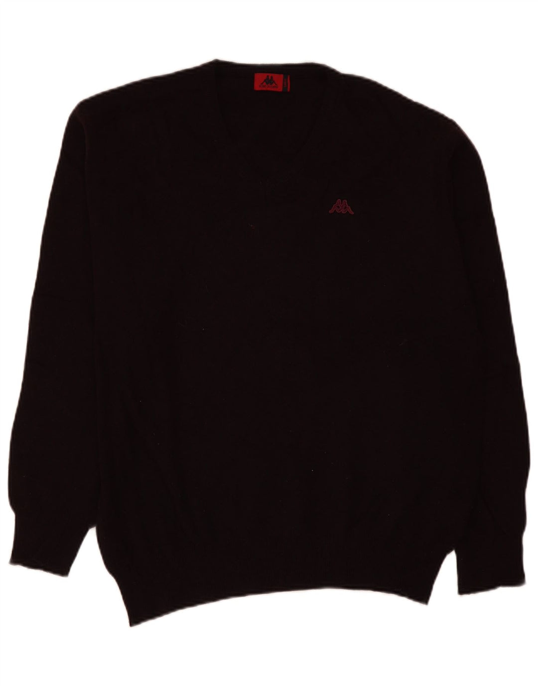 Maglione Kappa da uomo con scollo a V, grande, in lana d'agnello bordeaux