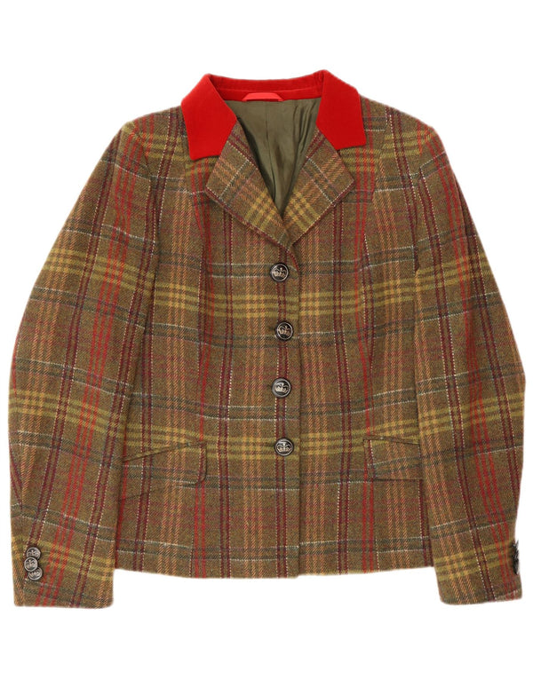 Giacca blazer vintage da donna a 4 bottoni EU 48 2XL classica scozzese multicolore