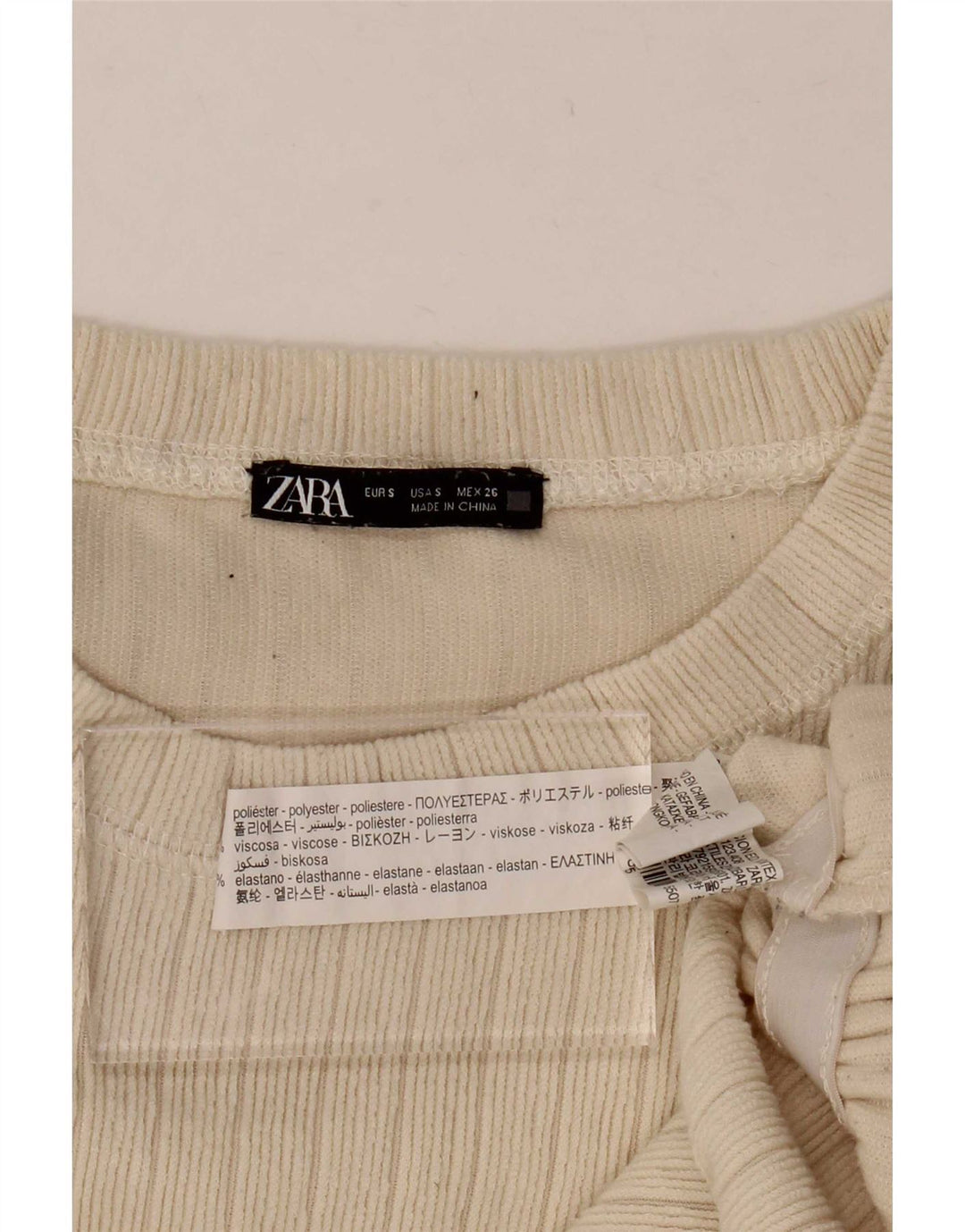 Top Zara da donna, vestibilità comoda, camicetta UK 10, piccola, poliestere beige