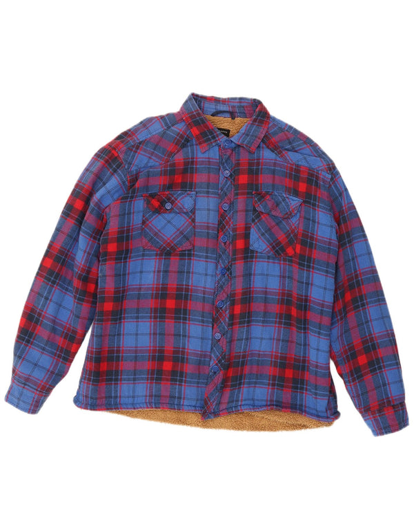 Camicia Watsons da uomo in flanella sherpa XL in cotone a quadri blu