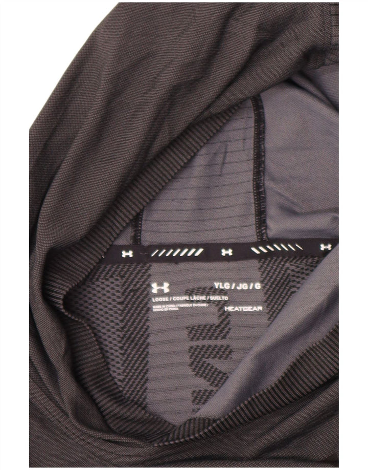 Maglietta grafica da ragazzo Under Armour a maniche lunghe 11-12 anni a righe grigie grandi