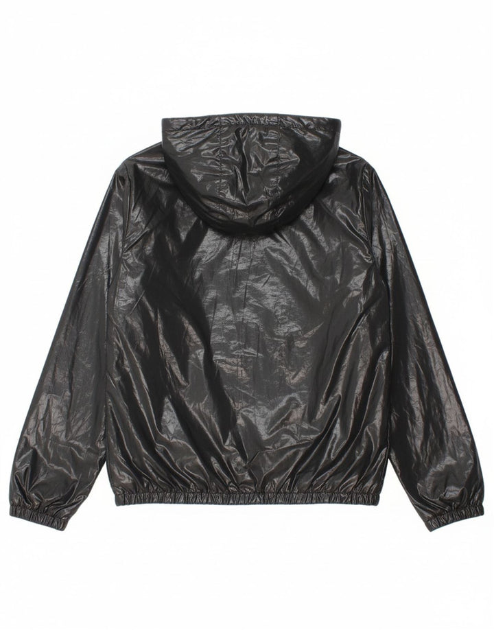 BENETTON Boys Hooded Bomber Jacket 13-14 Years 3XL Black Polyester