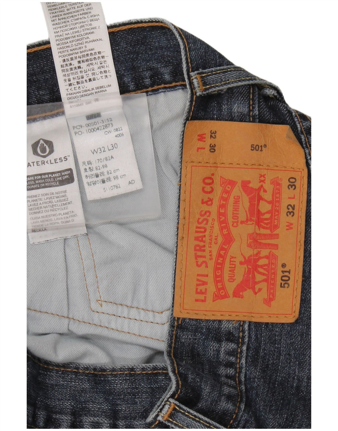 LEVI'S Jeans dritti da uomo 501 W32 L30 cotone blu
