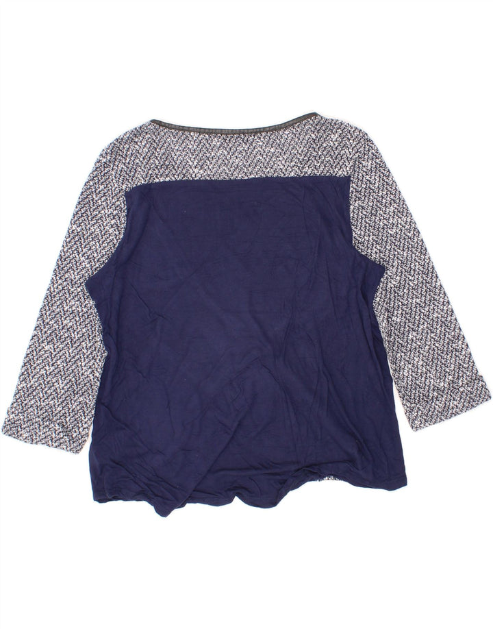 OASIS Womens Top 3/4 Sleeve UK 10 Small Navy Blue Colourblock Polyester Vintage Oasis and Second-Hand Oasis from Messina Hembry 