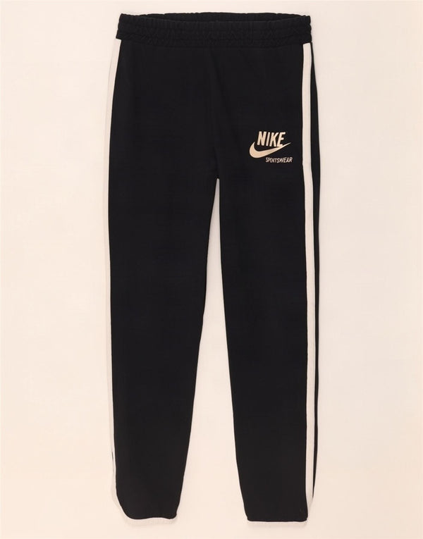Pantaloni da tuta con grafica Nike da donna UK 14 Large Black Colourblock Cotton