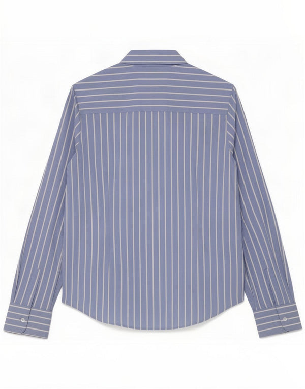 Camicia da donna Marks & Spencer UK 12 Cotone gessato blu medio