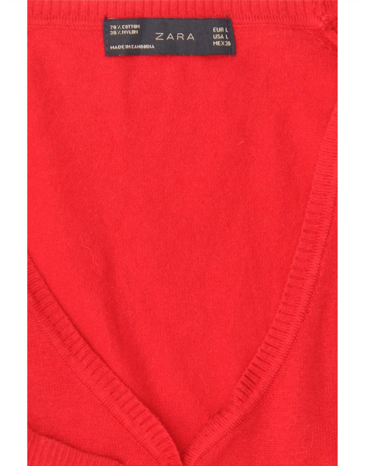 Maglione cardigan da donna Zara UK 14 grande rosso