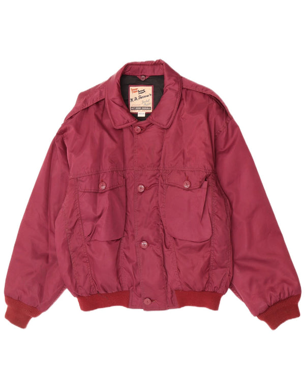 Giubbotto bomber imbottito da uomo vintage UK 38 nylon medio bordeaux