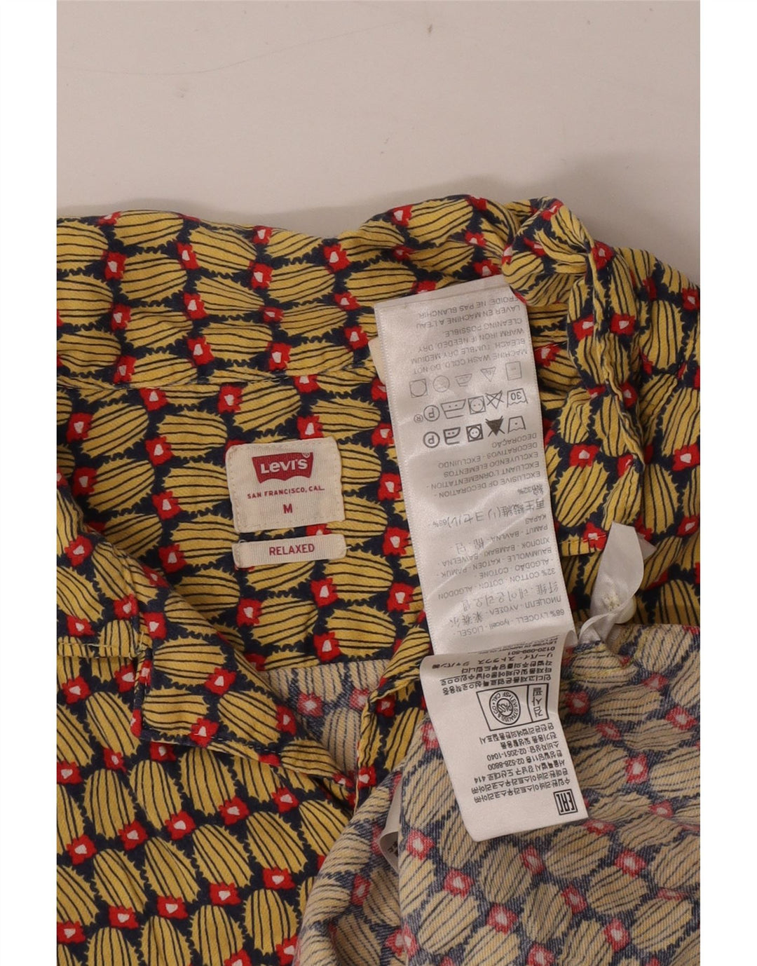 Levi's Camicia a maniche corte da uomo con motivo astratto, Lyocell giallo medio