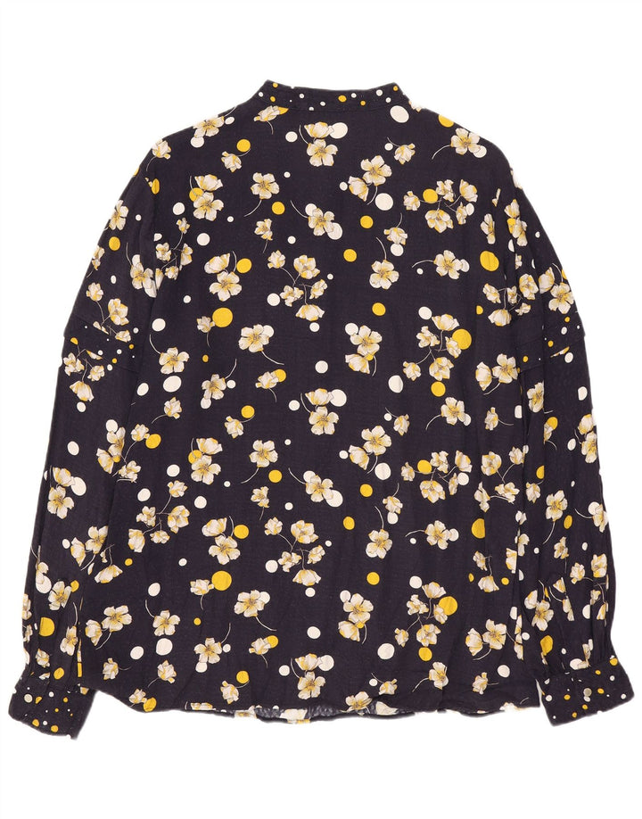 Camicia pullover da donna Penny Black UK 16 Grande viscosa floreale blu navy