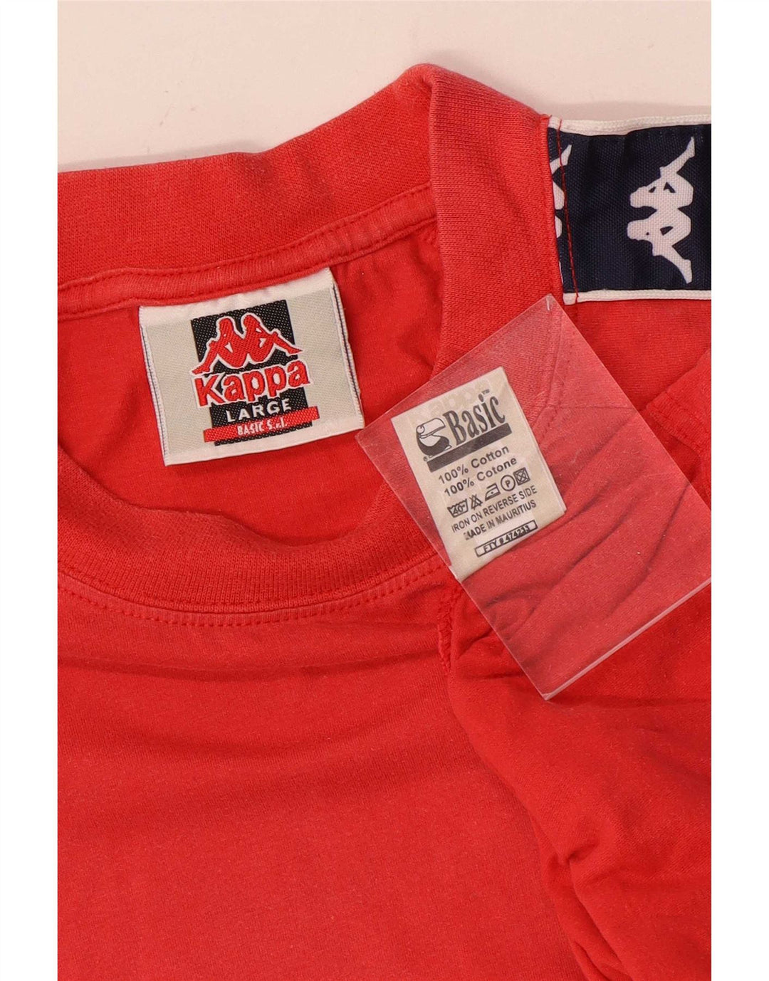 T-shirt grafica da uomo Kappa Top grande in cotone color block rosso