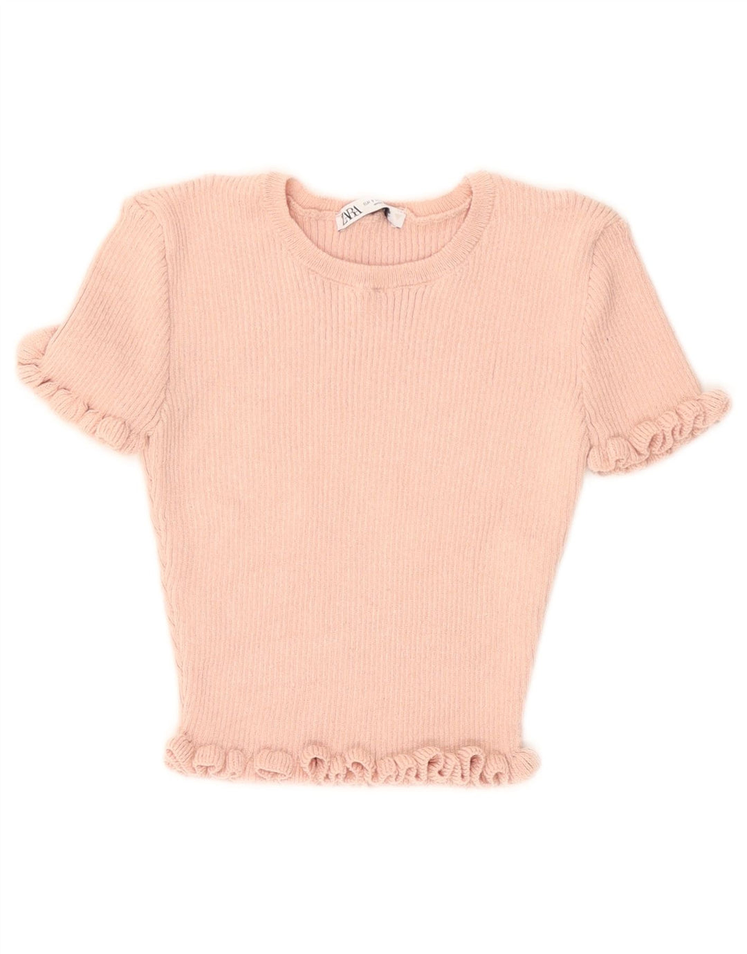 Top corto da donna Zara in camicetta UK 10 piccolo poliestere rosa