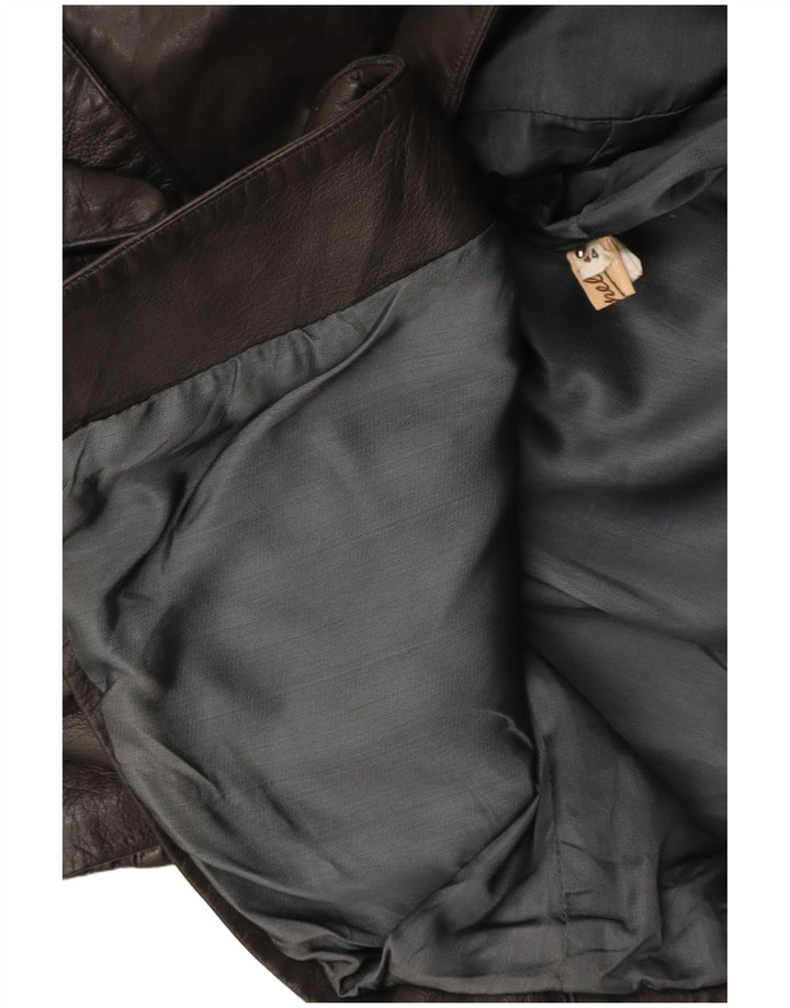 VINTAGE Womens Leather Jacket IT 44 Medium Black Leather