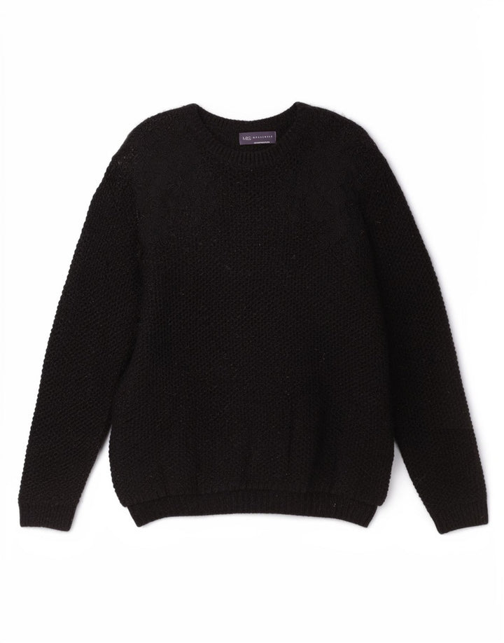 Maglione maglione con scollo a barca da donna Marks & Spencer UK 12 medio nero floreale