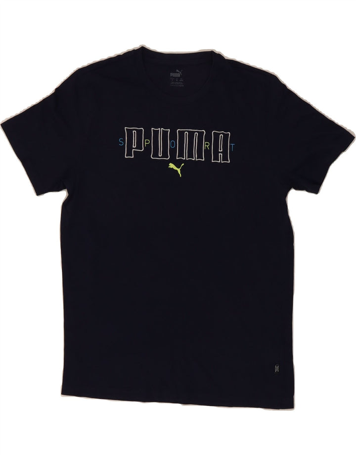 PUMA Mens Graphic T-Shirt Top Medium Navy Blue Cotton Vintage Puma and Second-Hand Puma from Messina Hembry 