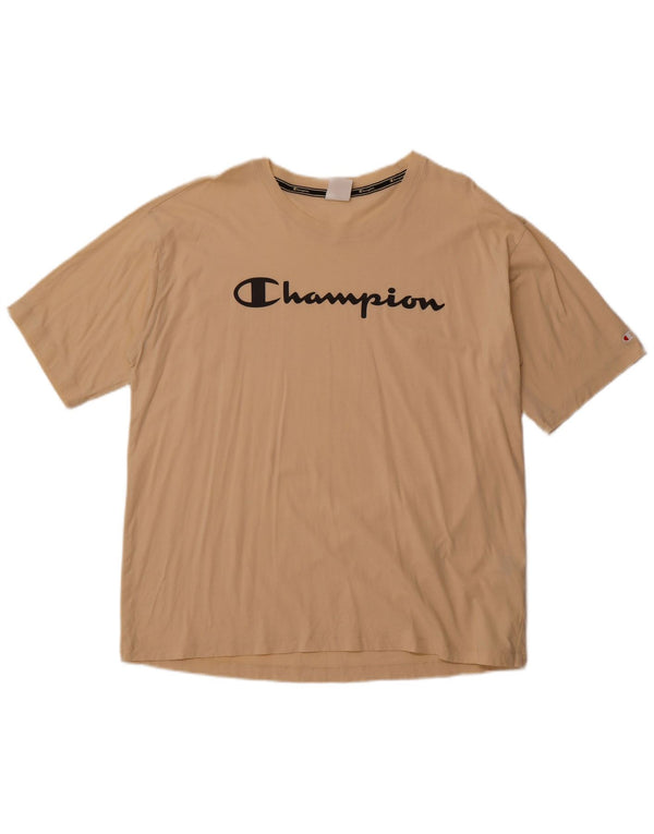 T-shirt grafica da donna CHAMPION Top UK 20 2XL Cotone beige