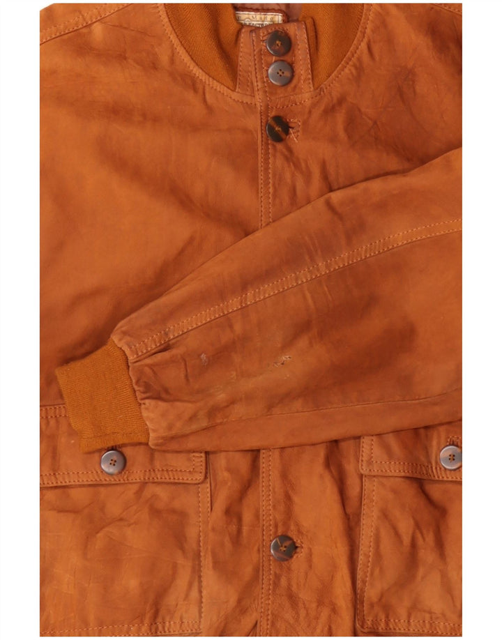 Giubbotto bomber vintage in pelle scamosciata da uomo IT 54 2XL in pelle marrone