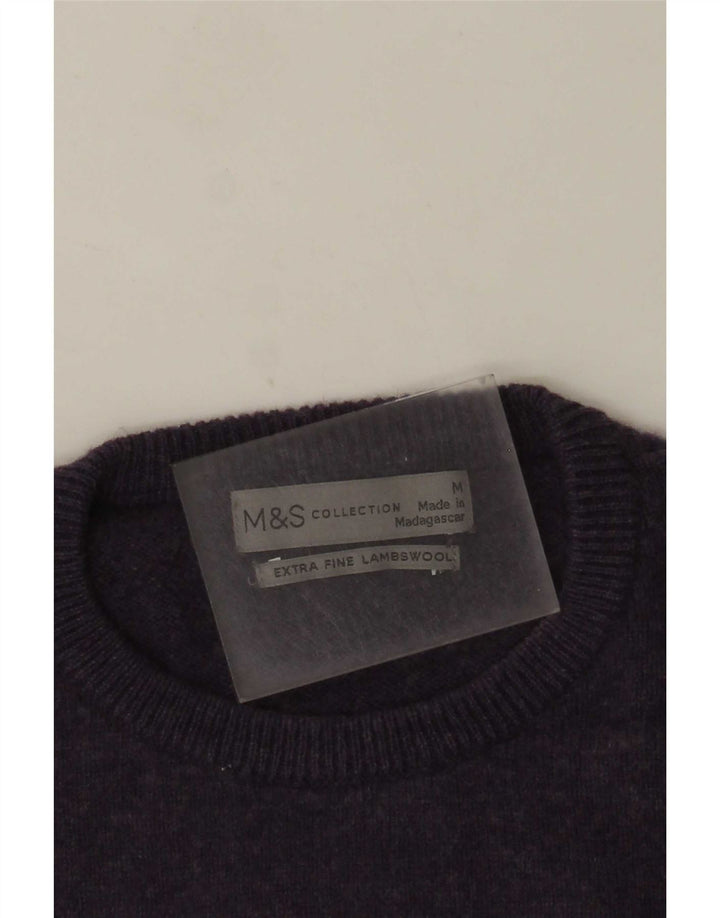 Maglione maglione girocollo da uomo Marks & Spencer in lana d'agnello viola medio