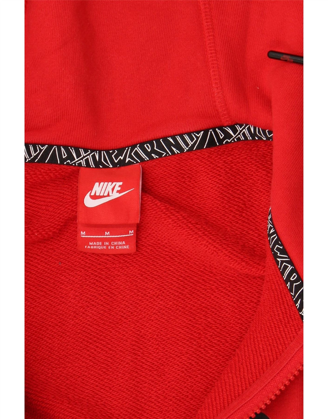 Maglione con cappuccio e zip grafica da uomo NIKE in cotone rosso medio