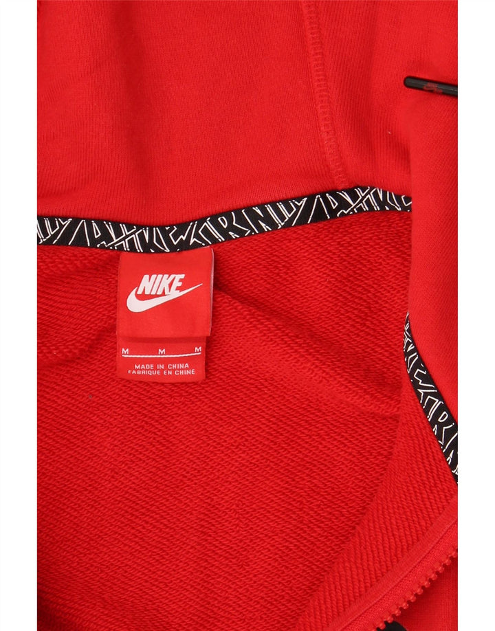 Maglione con cappuccio e zip grafica da uomo NIKE in cotone rosso medio
