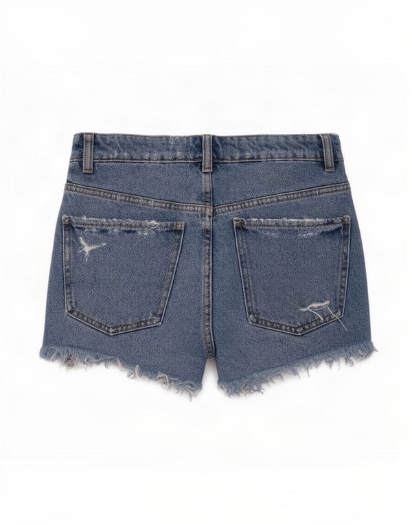 Pantaloncini in denim invecchiato da donna Zara EU 34 2XS W24 cotone blu