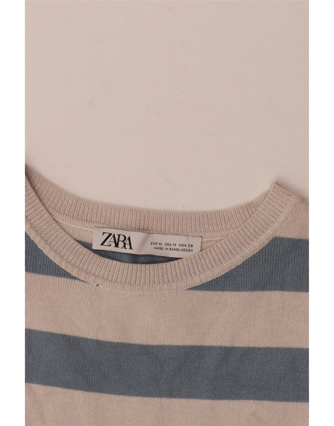 Canotta corta da donna Zara UK 12 a righe beige medio