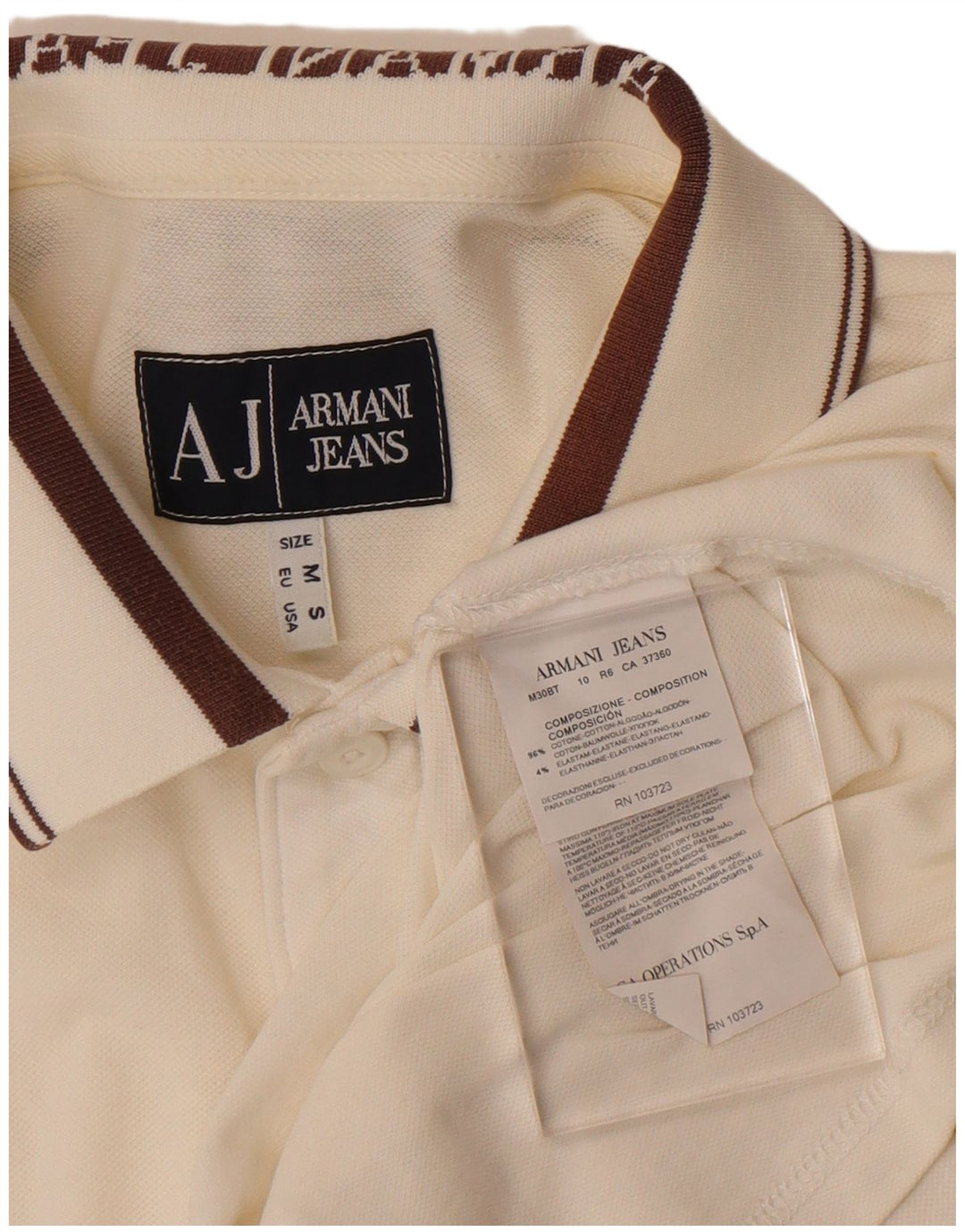 Polo da donna Armani Jeans UK 14 cotone bianco medio