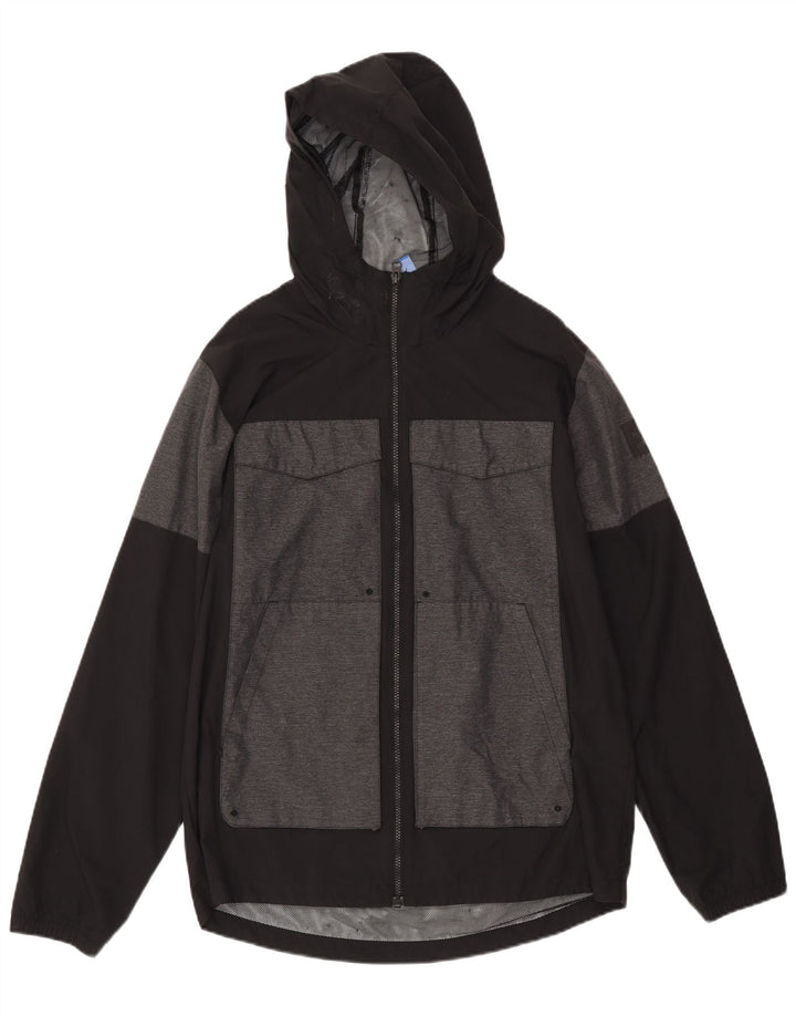 Giacca antipioggia da uomo ADIDAS con cappuccio UK 38 poliestere color block medio nero