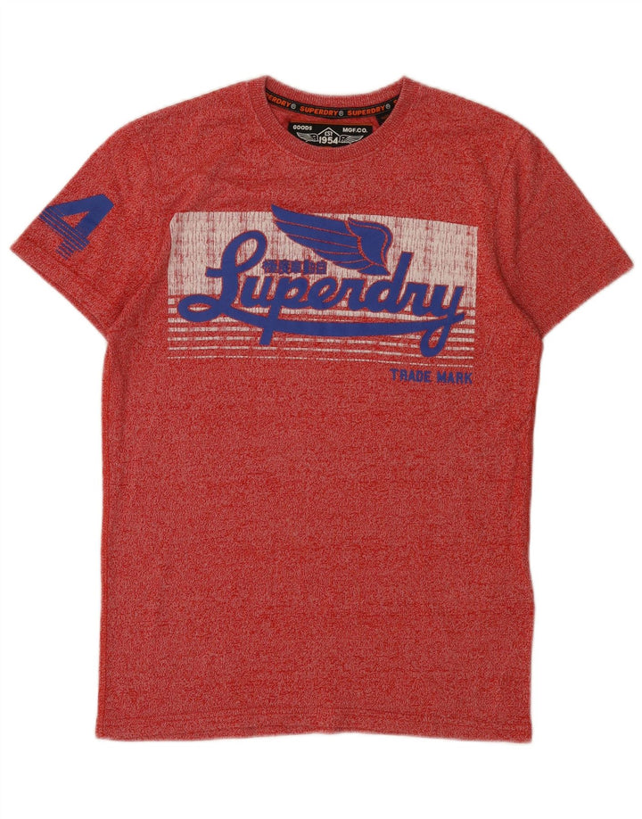 T-shirt grafica da uomo Superdry Top in cotone chiazzato rosso piccolo