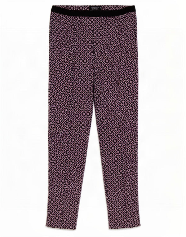 Topshop Pantaloni casual slim da donna UK 10 Small W30 L27 Viola geometrico