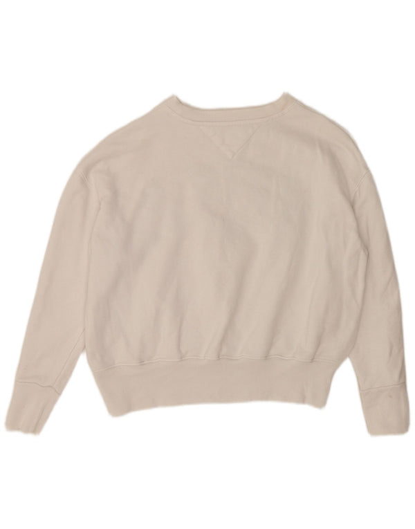 Tommy Hilfiger Donna Felpa con vestibilità ampia grafica Maglione UK 10 Piccolo Bianco