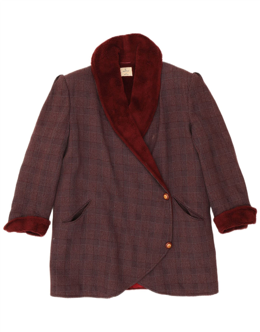 Cappotto da donna Cerruti 1881 UK 14 Check bordeaux medio
