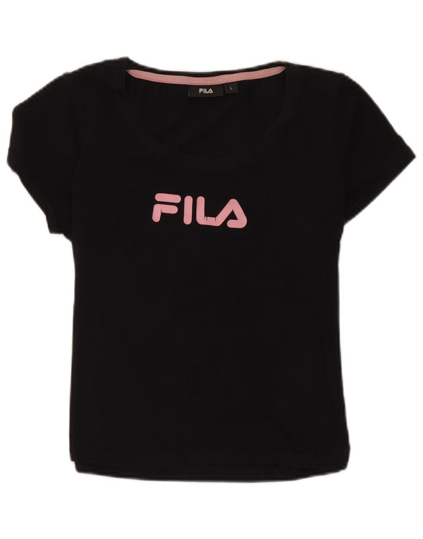 T-shirt grafica per ragazze Fila Top 11-12 anni grande in cotone nero