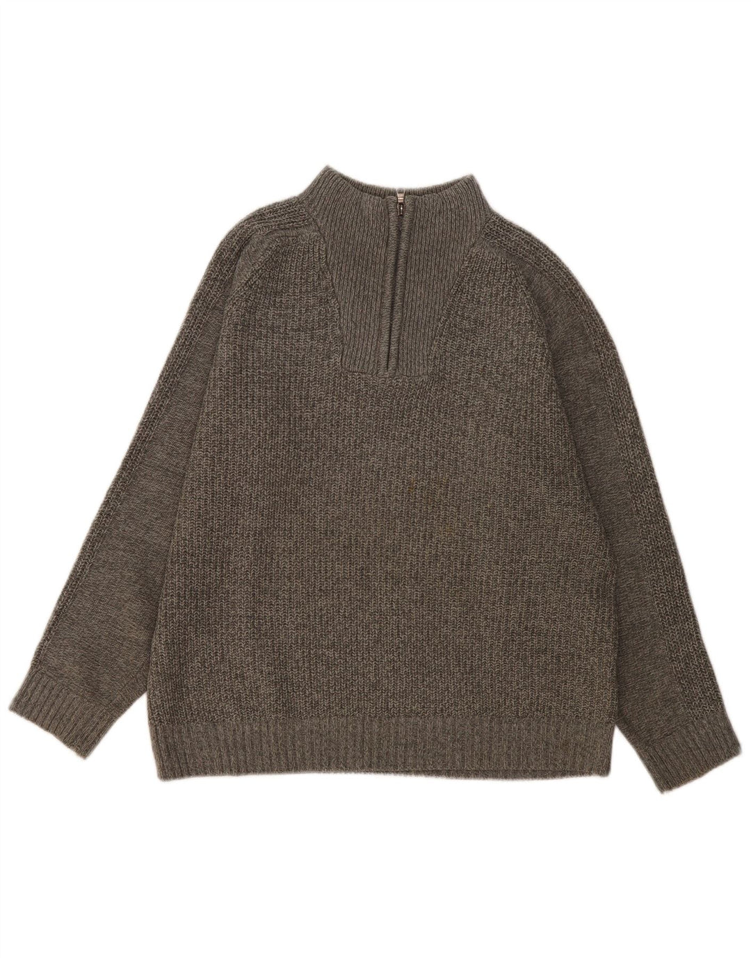 Maglione da uomo Marks & Spencer con zip e collo grande in acrilico chiazzato grigio