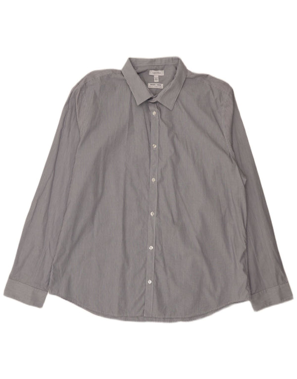 Camicia slim fit da uomo Calvin Klein 2XL cotone gessato blu